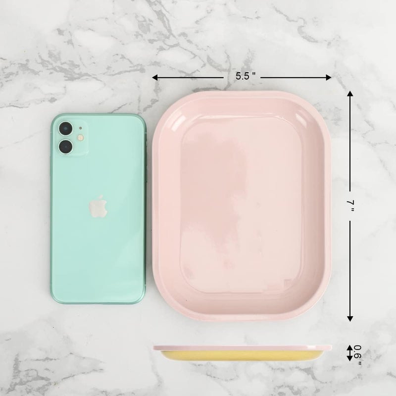 HOKirin Pink Small Metal Tray with Soft PVC Magnetic Lid,7"x5.5"x0.6" - Image 4